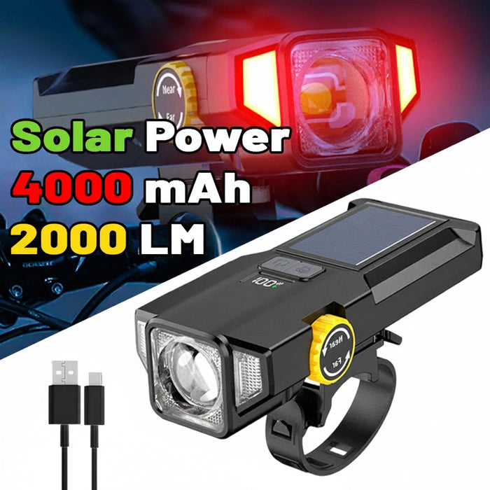 Vridezone 2000 Lumen 4000 mAh Solar E-Bike Headlight