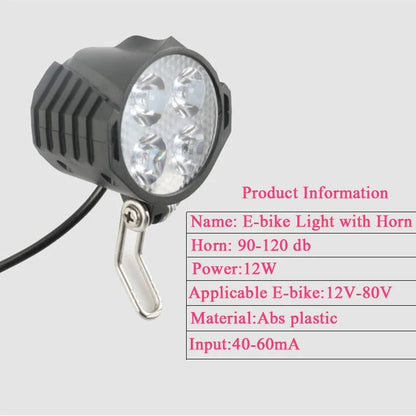 Vridezone 12W E-Bike Headlight with Horn