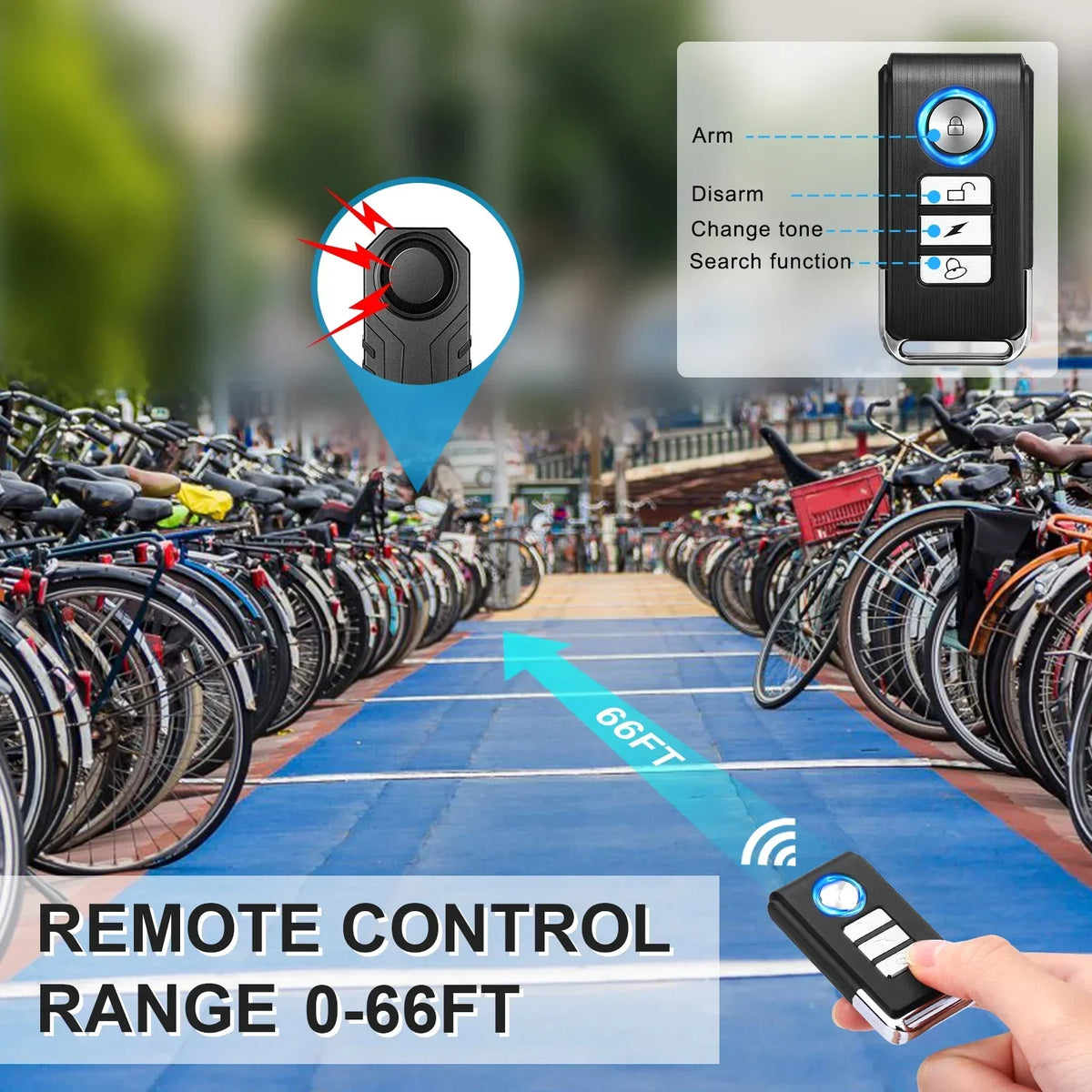 Vridezone 113 dB Wireless E-Bike Anti-Theft Alarm