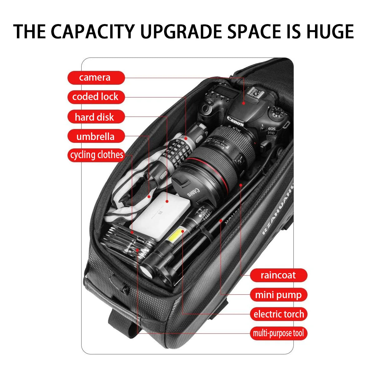 Vridezone Large-Capacity Hard-Shell E-Bike Rear Rack Bag