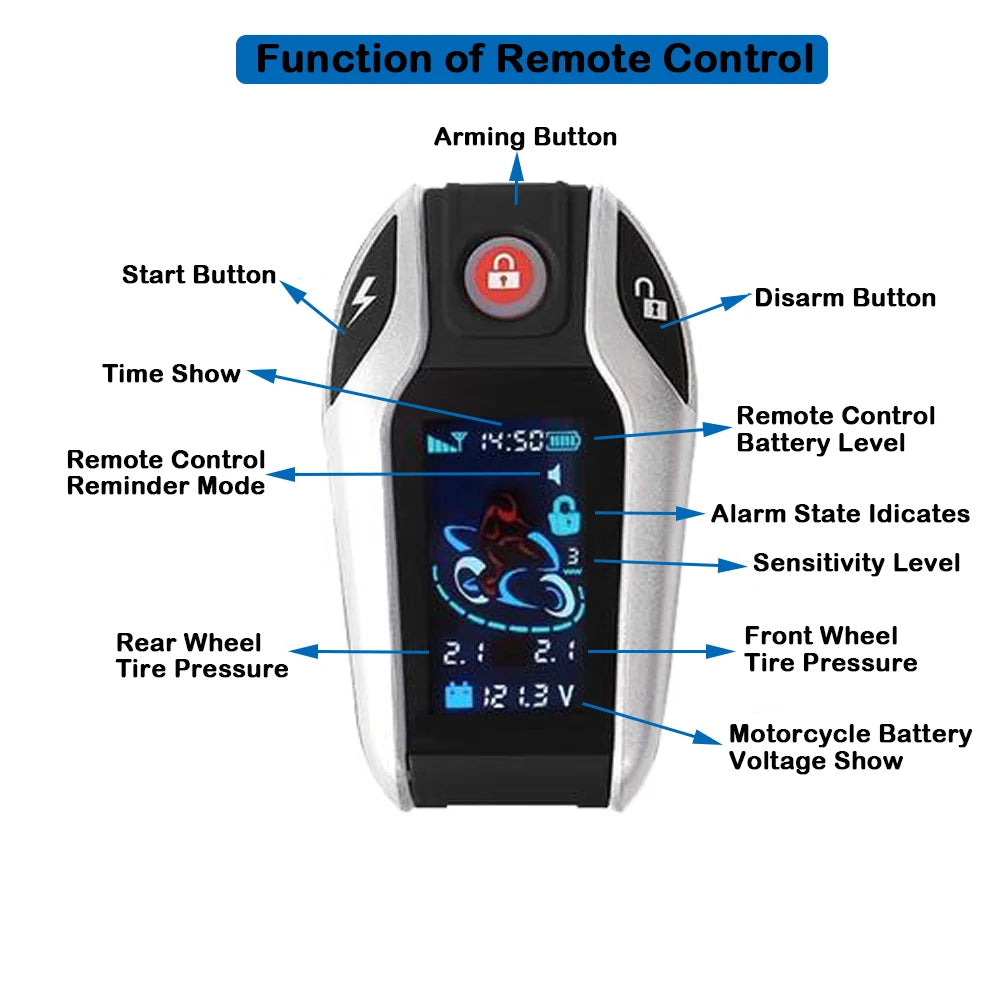 48v~145v Elerctric Bike E-bike Two Way Alarm LCD Screen Burglar Security System Auto Sensing Theft Protection Rechargeable