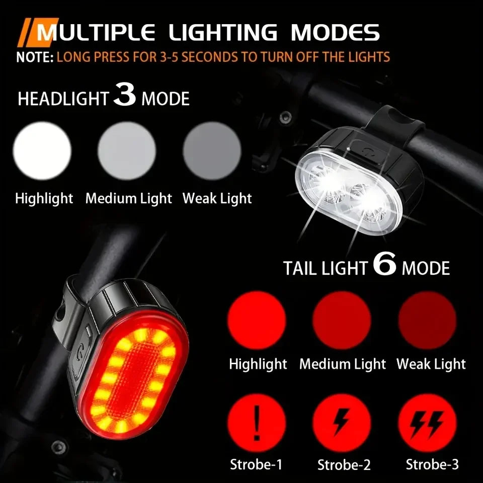 Vridezone Rechargeable E-Bike Front and Rear Light Set