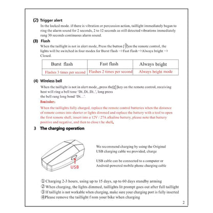 Vridezone A6 E-Bike Taillight & Anti-Theft Alarm