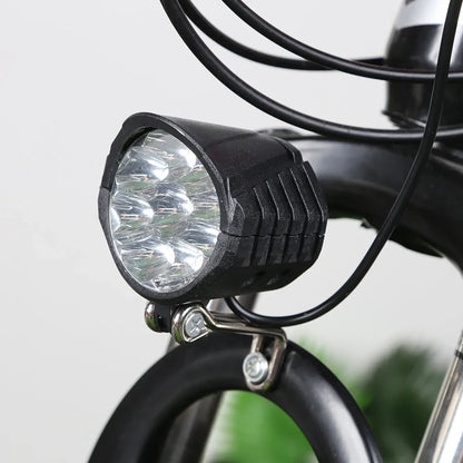 E-Bike Horn Light 36V 48V 60V Electric 9LED Bicycle Headlight 18W 2in1 Horn and Light Switch Scooter Safety Bike Flashlight