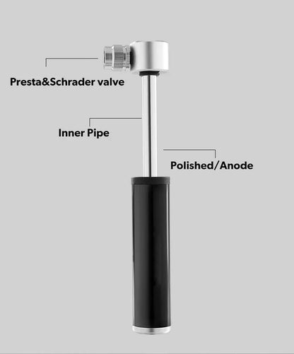 Vridezone Mini E-Bike Tyre Pump – 120 PSI with Presta and Schrader Valves