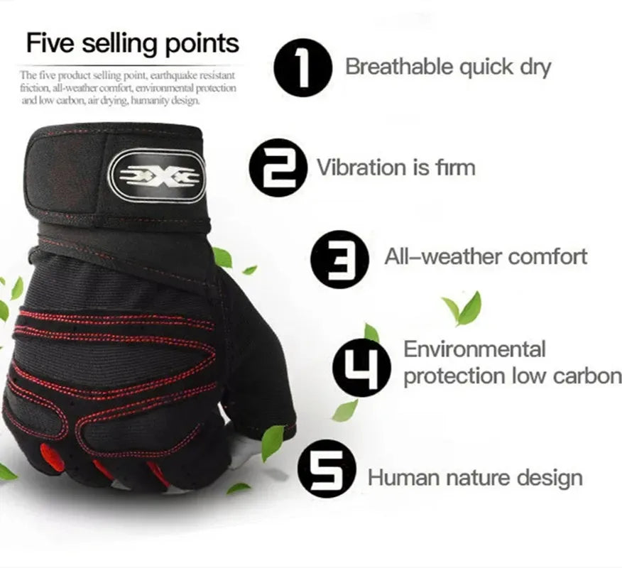 Vridezone Breathable Half-Finger E-Bike Gloves with Wrist Support
