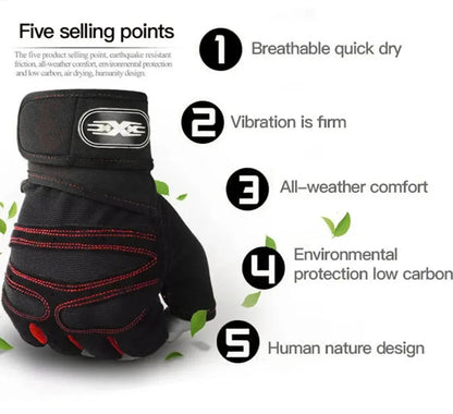Vridezone Breathable Half-Finger E-Bike Gloves with Wrist Support