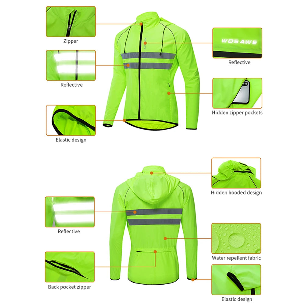 Vridezone Men’s Packable Reflective E-Bike Windbreaker Jacket
