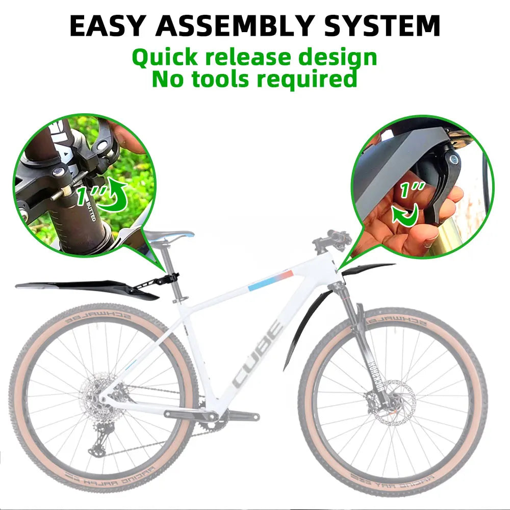 Vridezone Quick-Release E-Bike Mudguards for 26–29-Inch Wheels