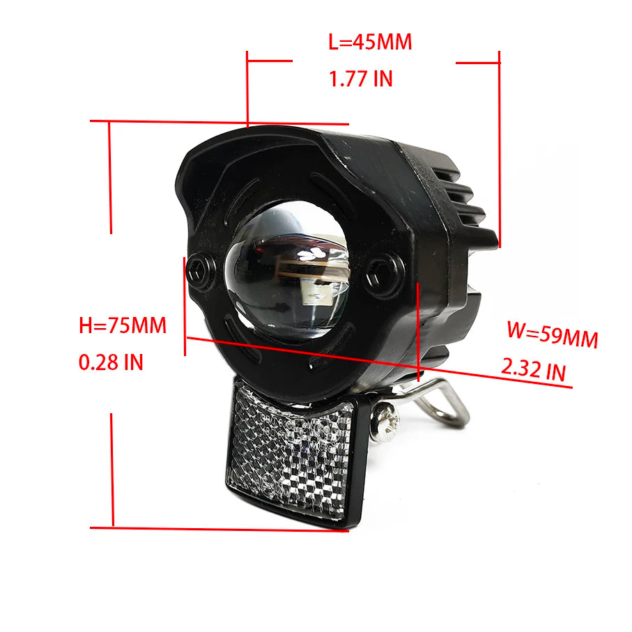 EBKE Ebike Electric Bicycle Headlight About 3500LUX 24V 36V 48V 52V 60V Compatible 6W E24 Aluminium Alloy