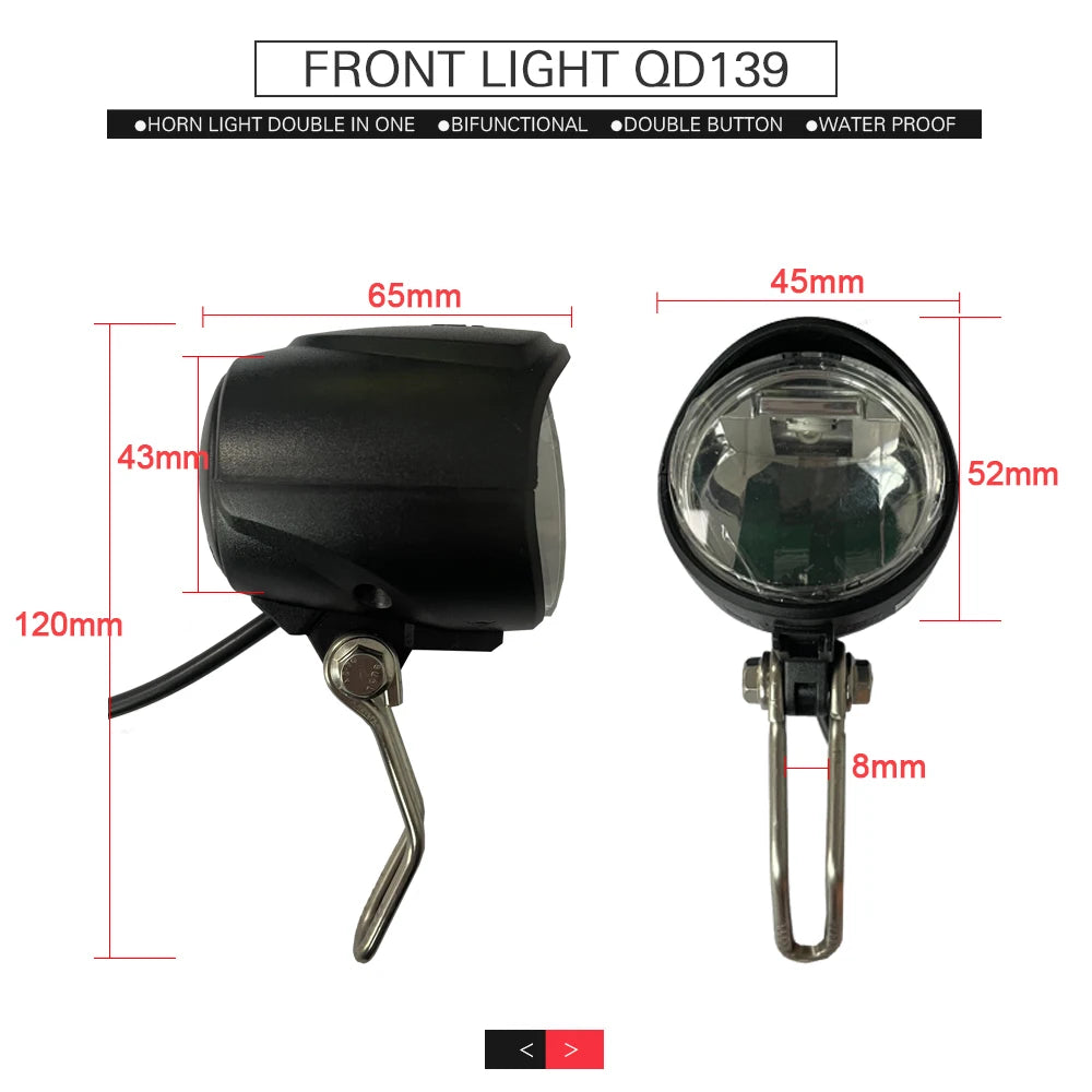 Ebike Light and Horn Switch, Headlight, Electric Bike, Scooter, Front, Tail, Rear, Warning Lights, Parts, Accessories, 12V-72V