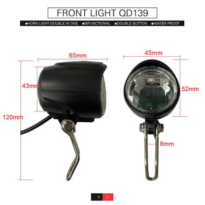 Ebike Light and Horn Switch, Headlight, Electric Bike, Scooter, Front, Tail, Rear, Warning Lights, Parts, Accessories, 12V-72V