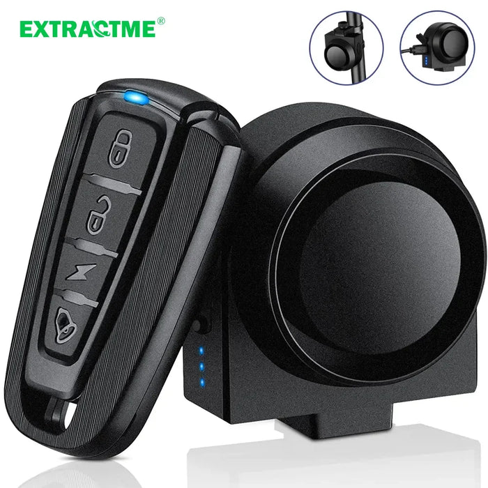 Extractme Motorcycle Alarm USB Charging Wireless Bicycle Burglar Lock Waterproof Electric Bike Security System Vibration Alarm
