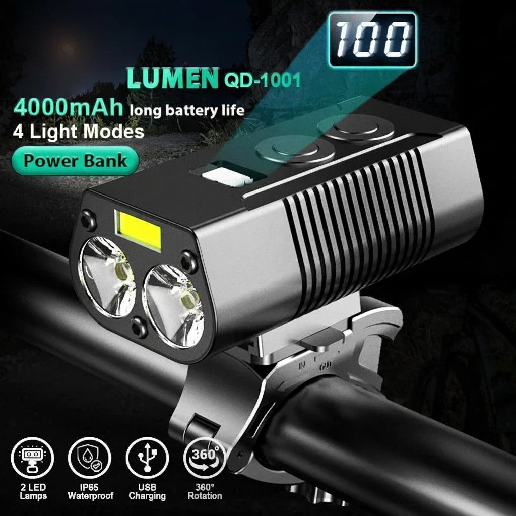 Vridezone 2400-Lumen USB Rechargeable E-Bike Headlight