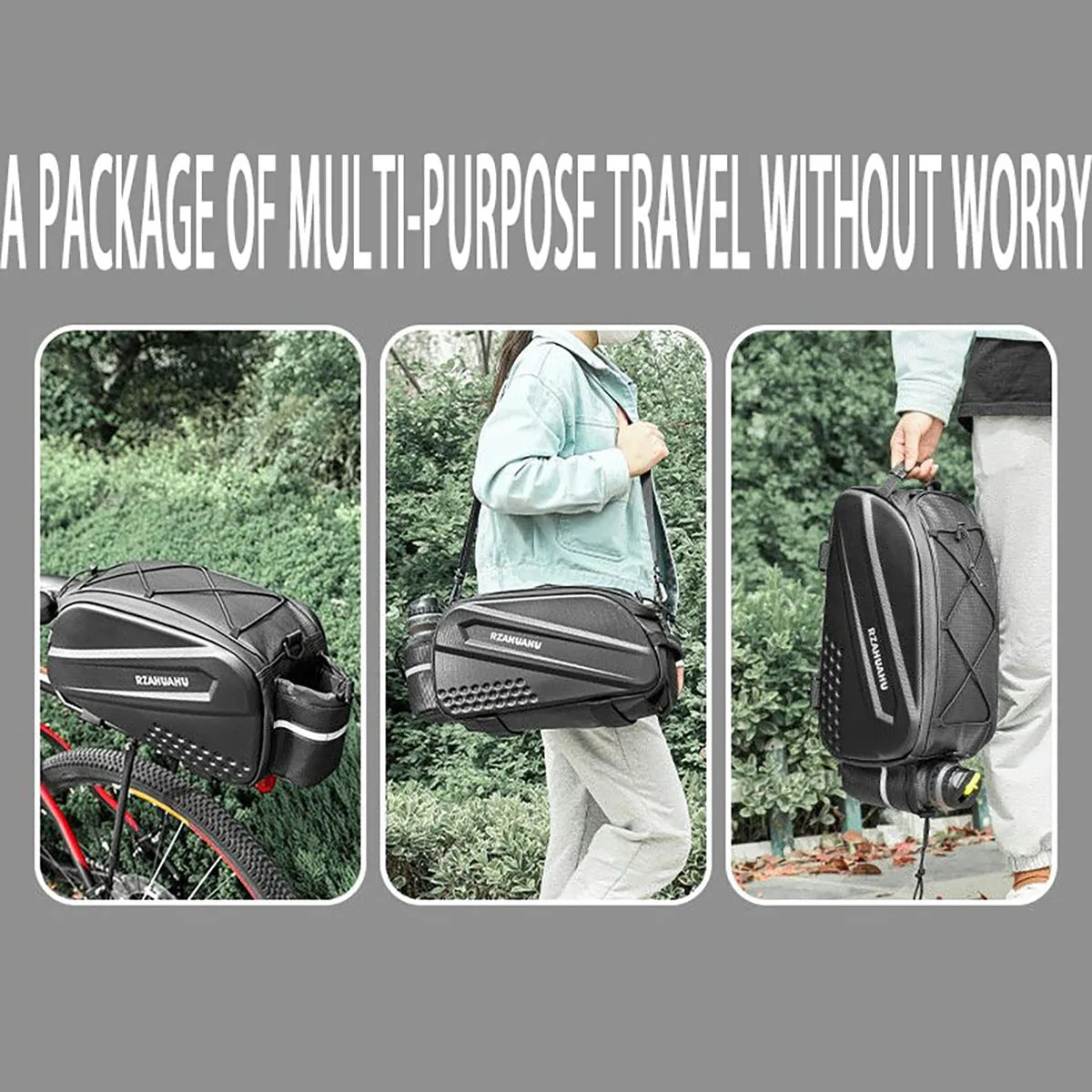 Vridezone Large-Capacity Hard-Shell E-Bike Rear Rack Bag