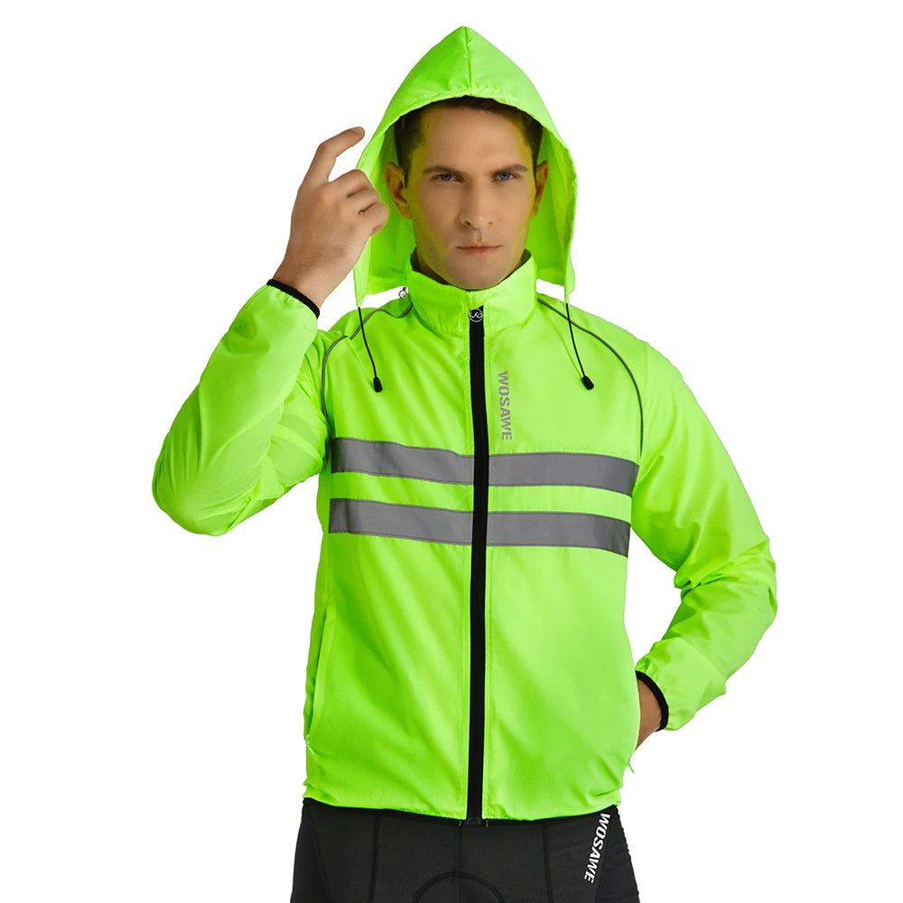 Vridezone Men’s Packable Hooded E-Bike Windbreaker Jacket