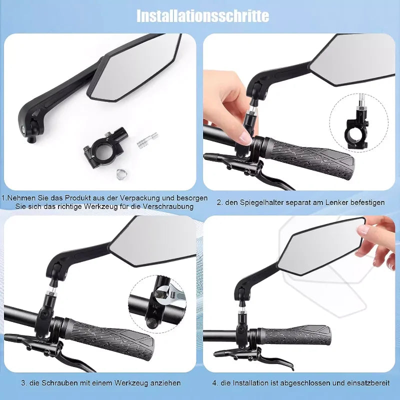 Vridezone 360° Adjustable Convex E-Bike Rear-View Mirror