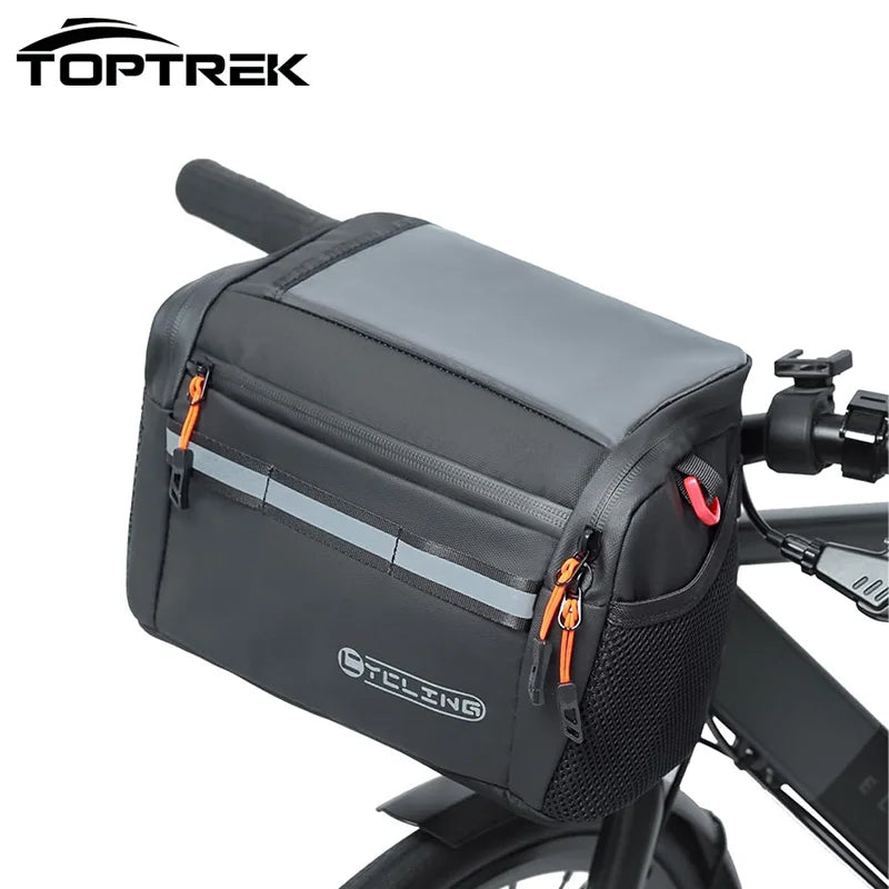 Toptrek 4L Bicycle Handlebar Bag Large Capacity Insulated Car Storage Winter Bike Bag Keep Warm Basket Pack Cycling Accessories