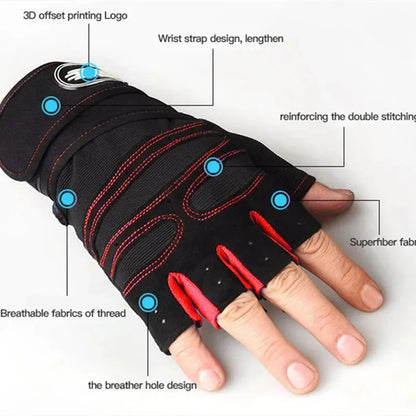 Vridezone Breathable Half-Finger E-Bike Gloves with Wrist Support