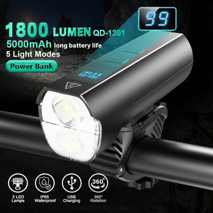 Vridezone 2400-Lumen USB Rechargeable E-Bike Headlight