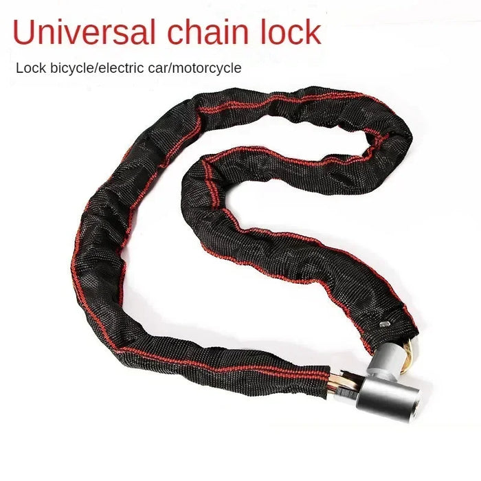 Bicycle Lock Extra Long Thickened Anti-Theft Chain with Nylon Electric Vehicles 360° Rotating Lock Protection Mountain Bike Lock