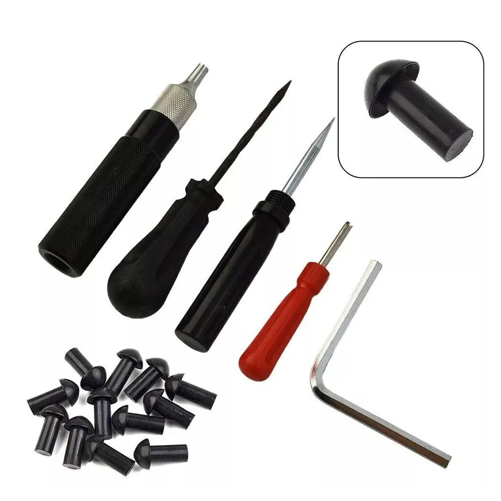17PCS Outer Tire Puncture Repair Kit Mushroom Plug Tool Motorcycle Scooter Bike Car Motorcycle Tire Repair Plug Tool