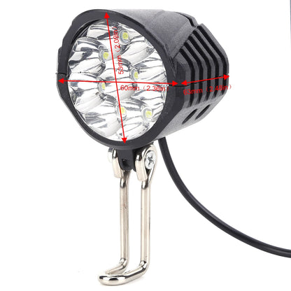 E-Bike Horn Light 36V 48V 60V Electric 9LED Bicycle Headlight 18W 2in1 Horn and Light Switch Scooter Safety Bike Flashlight