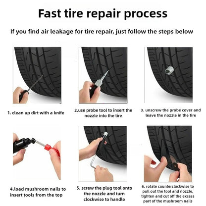 Vridezone 17-Piece Tubeless Tyre Puncture Repair Kit with Mushroom Plugs