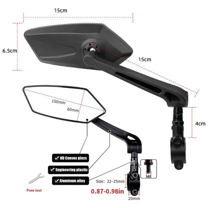 Vridezone Compact 360° Convex E-Bike Rear-View Mirror