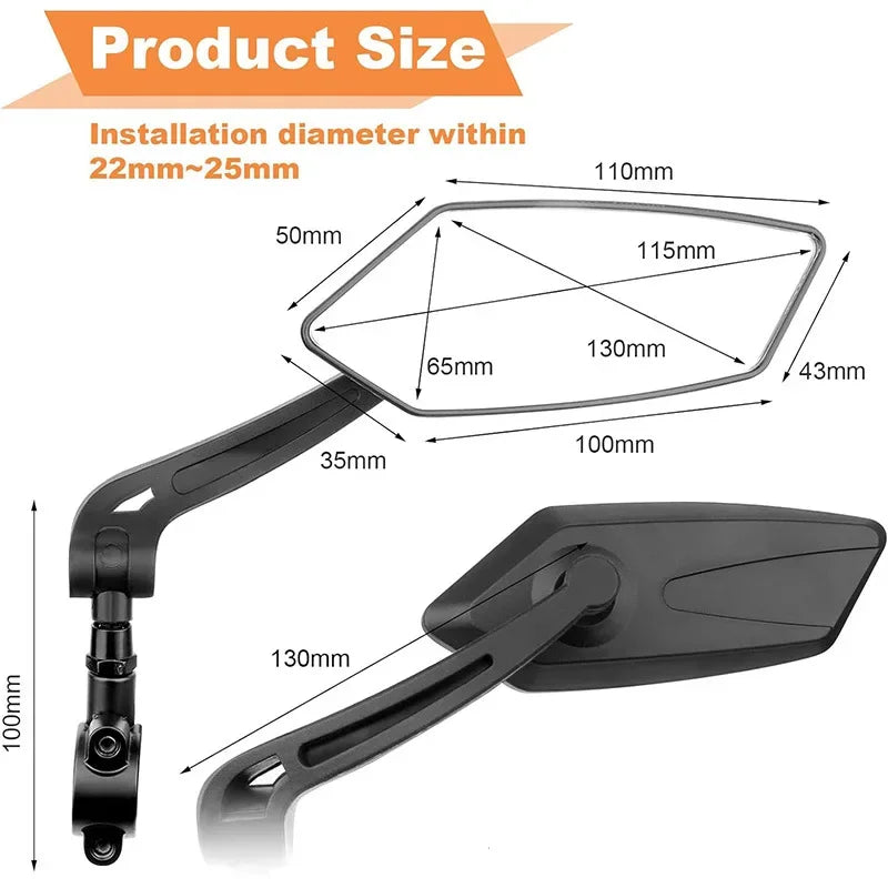 Vridezone 4.5-Inch 360° Adjustable E-Bike Rear-View Mirror