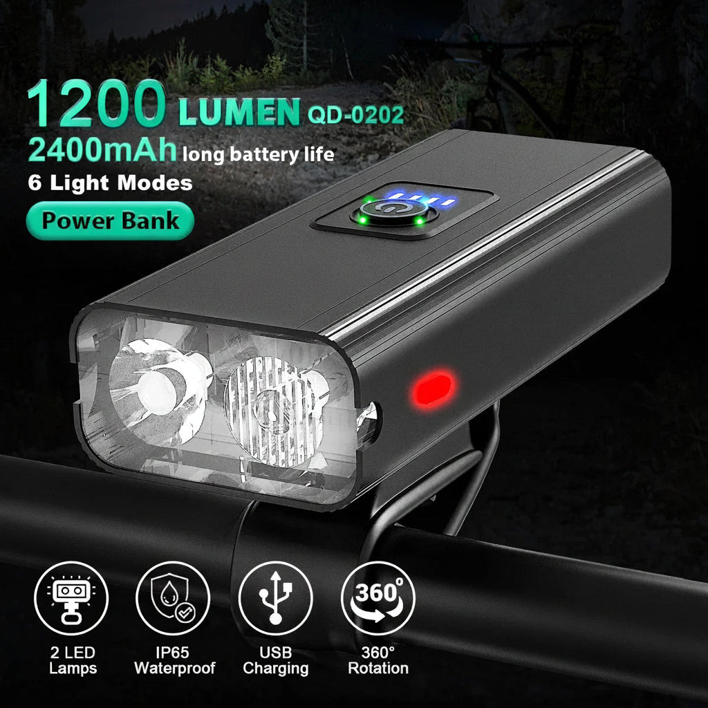 Vridezone 2400-Lumen USB Rechargeable E-Bike Headlight