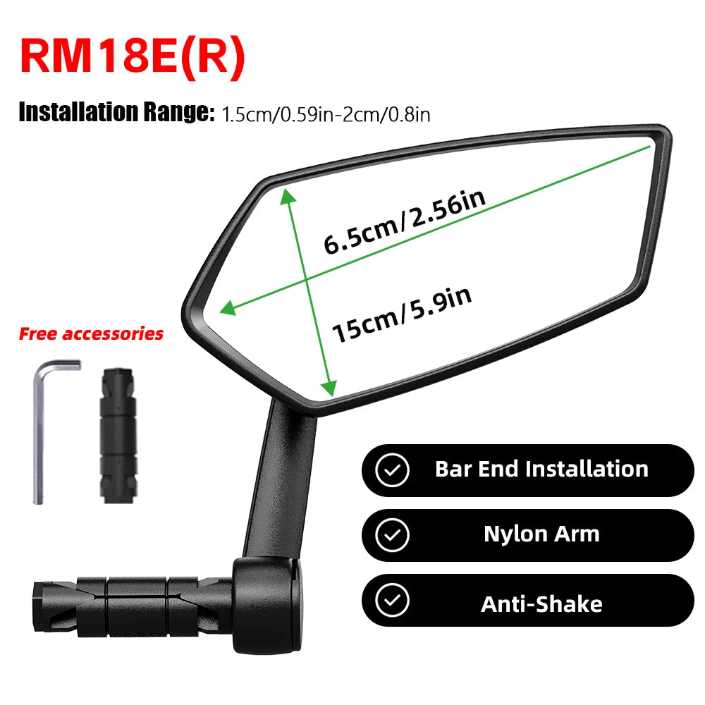 Vridezone Extended 360° E-Bike Bar-End Rear-View Mirror