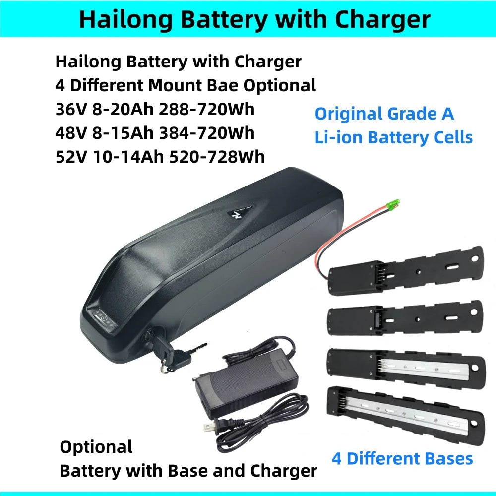 24v 36v 48v 52v Hailong Electric Bike Bicycle batteries 10ah 10.4ah 11.6ah 12ah 13ah 14ah 15ah 16ah 17ah 17.5ah Ebike Battery