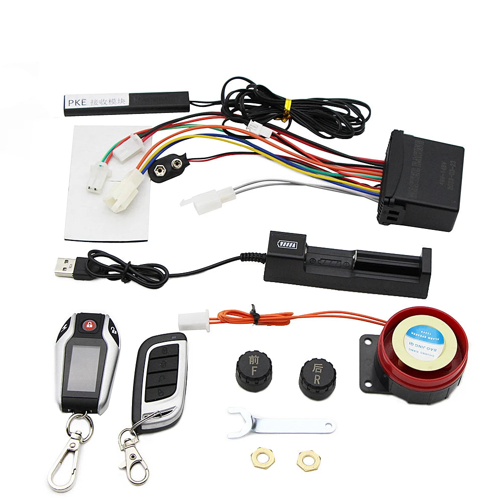 48v~145v Elerctric Bike E-bike Two Way Alarm LCD Screen Burglar Security System Auto Sensing Theft Protection Rechargeable