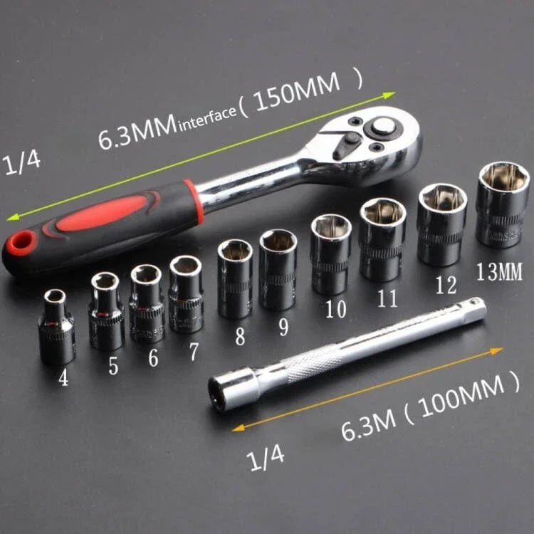 Vridezone 12-Piece Metric E-Bike Ratchet Socket Set