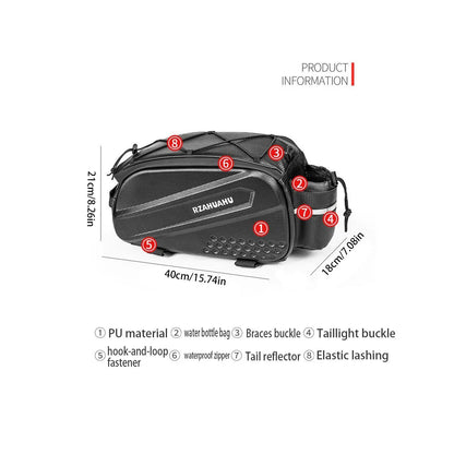 Vridezone Large-Capacity Hard-Shell E-Bike Rear Rack Bag