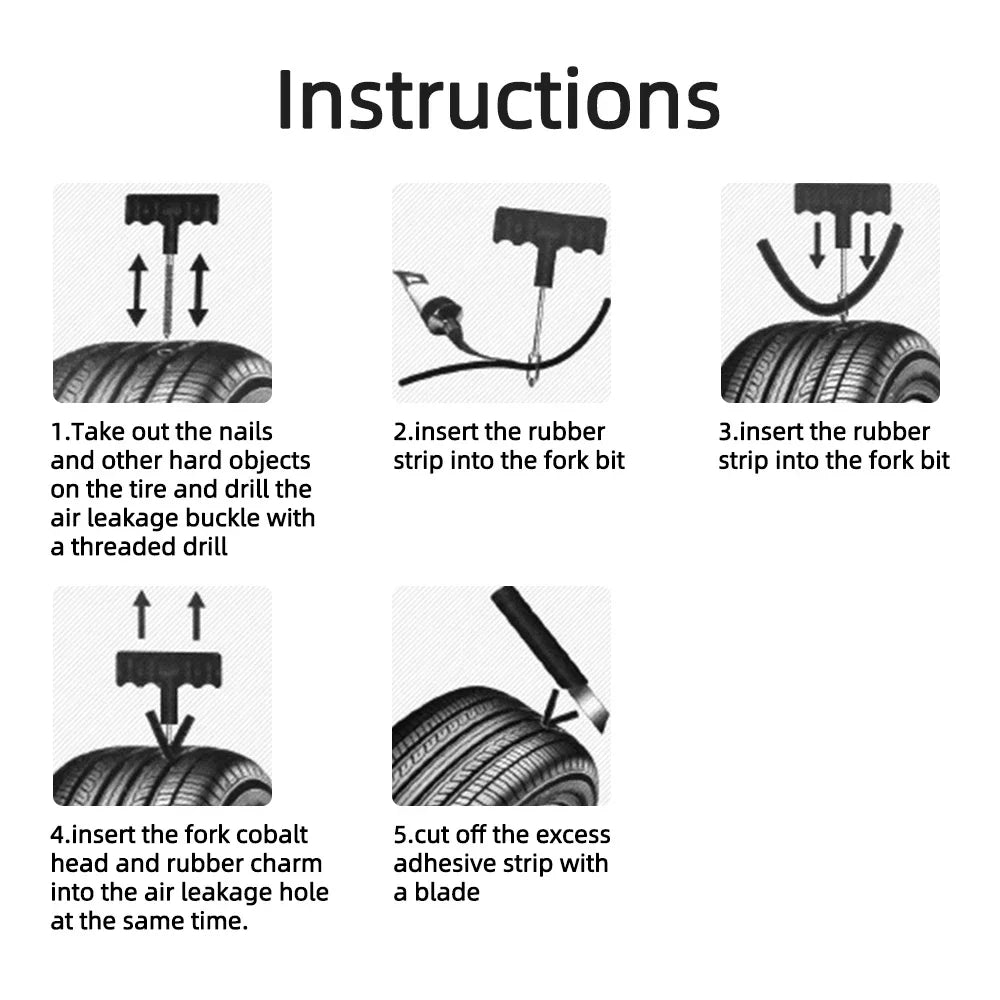Vridezone Tubeless Tyre Puncture Repair Kit with Rubber Strips