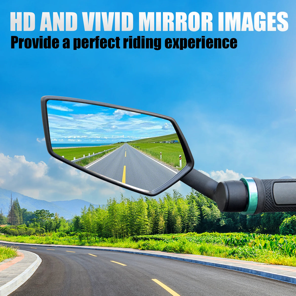 RBRL Bicycle Rearview Mirror MTB Handlebar End Mirror HD Wide Angle Extended Durable Bike Side Mirrors for Electric Scooter