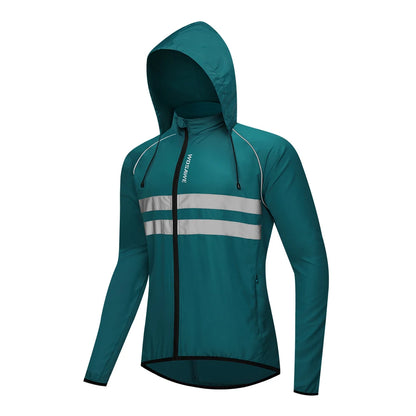 Vridezone Men’s Packable Hooded E-Bike Windbreaker Jacket
