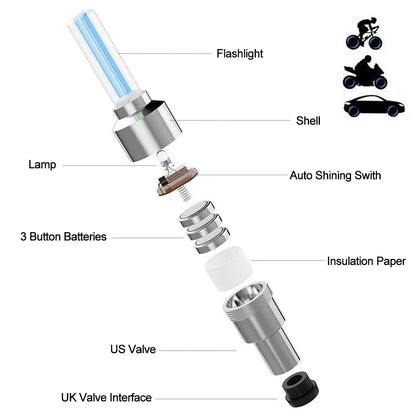 Vridezone Neon Motion-Activated E-Bike Tyre Valve Lights