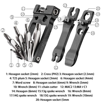 Vridezone 16-in-1 Cr-Mo E-Bike Repair Multitool