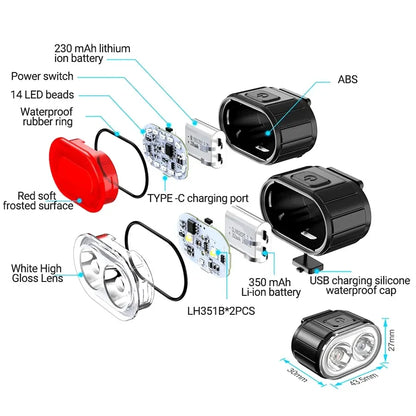 Vridezone Rechargeable E-Bike Front and Rear Light Set