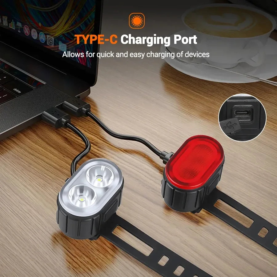 Vridezone Rechargeable E-Bike Front and Rear Light Set