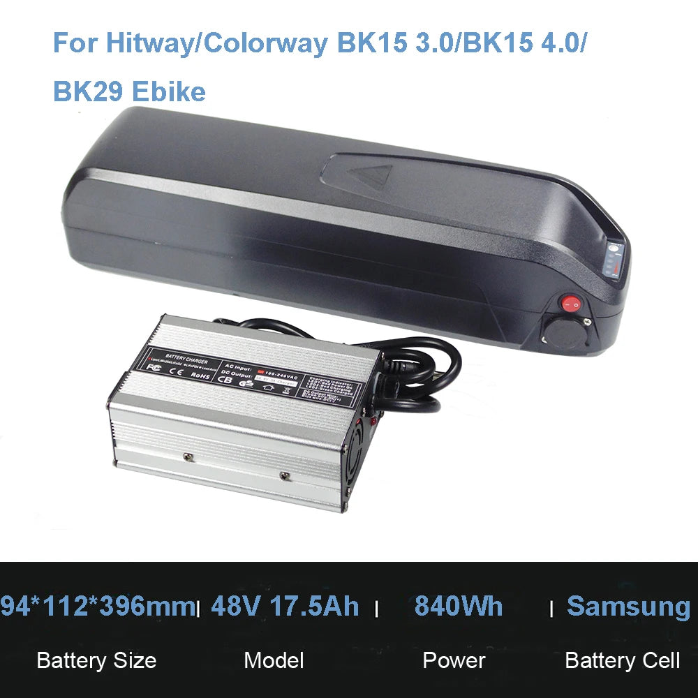 E-Bike Batteries 36V 48V 12Ah 15Ah 20Ah Li-ion Battery for Hitway Colorway BK15 BK27 BK29 Baolujie Poleejiek Electric Bike