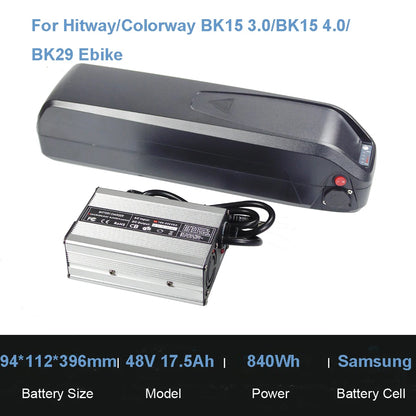 E-Bike Batteries 36V 48V 12Ah 15Ah 20Ah Li-ion Battery for Hitway Colorway BK15 BK27 BK29 Baolujie Poleejiek Electric Bike
