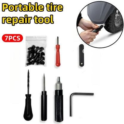 Vridezone 17-Piece Tubeless Tyre Puncture Repair Kit with Mushroom Plugs