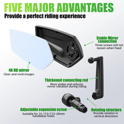 Vridezone Extended 360° E-Bike Bar-End Rear-View Mirror
