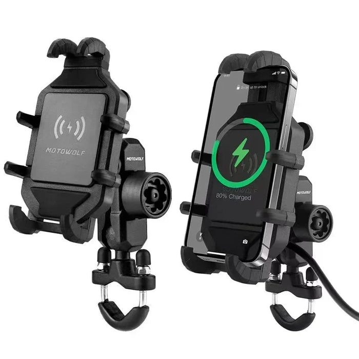 Motorcycle Bicycle Wireless Charger Phone Holder Stand 3.0 Quick Charging GPS Moto Cellphone Handlebar Mount for 4-7 inch Phone