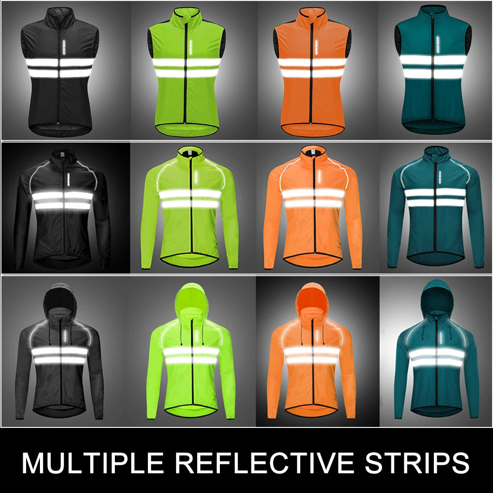 Vridezone Men’s Packable Reflective E-Bike Windbreaker Jacket