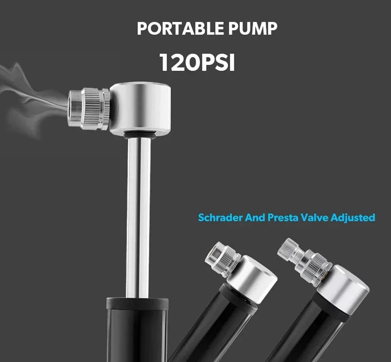 Vridezone Mini E-Bike Tyre Pump – 120 PSI with Presta and Schrader Valves